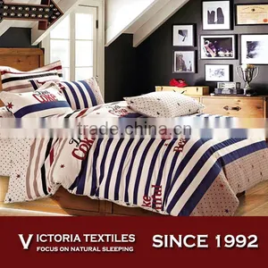 Brand New Blue Beige Stripe Comforter Cover Set With Spotty Dot Sheets Set thumbnail-1