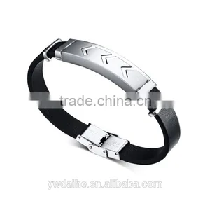 Daihe Stainless Steel&genuine Leather Bracelet for Men thumbnail-1