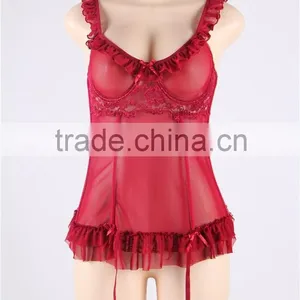 Hot Fashion Red Babydoll Sex Photo Women Sexy Lingerie thumbnail-1