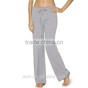 OEM Service Flat Braid Grey High Waist Elasticted Loose Fit Women Sports Long Pants thumbnail-4