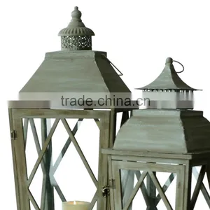 Wooden/Iron Lanterns With Wax Candle Set 2 Packing thumbnail-3