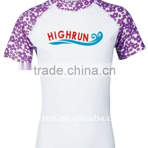 Children Flower Pattern and White Colour Short Sleeve Sun Protection UPF50+ Rash Guard thumbnail-1