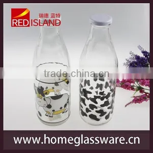 Wholesale 1L Glass Milk Bottle With Printings thumbnail-1