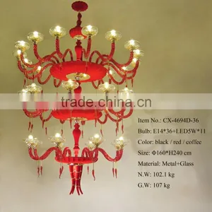 Hot Sale E14 Decorative Metal Chandelier/Beautiful New Design Three Levels Decorative Red Chandelier thumbnail-1