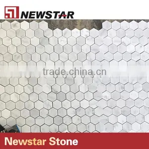 Newstar White Marble Hexagon Tile Designs Bianco Bathroom Floor Mosaic thumbnail-2
