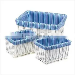 Woven Willow Basket, Handmade Wicker Basket With Liner Wholesale thumbnail-1