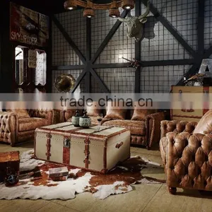 2016 Newest High Quality Vintage Retro Style Top Grain Leather Sofa S120# thumbnail-5