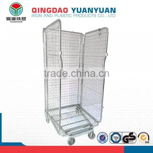 Logistics 3 Sided Logistics Roll Container Pallet Storage With Rollers Removable Metal Cage Table Trolley thumbnail-1