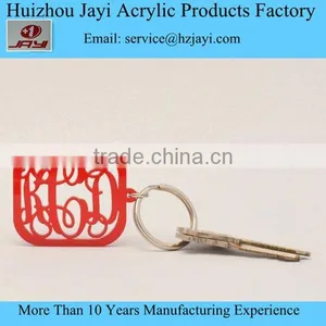 China Manufacturer Wholesale Acrylic Lucite Printed Customized Monogram Keychain thumbnail-1
