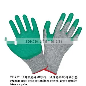 White Polycotton Coated Green Crinkle Latex on Palm thumbnail-1