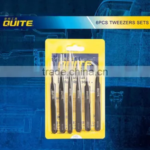 6pcs ESD Anti-Static Stainless Steel Tweezer Set Tweezers Maintenance Tools Kit thumbnail-1