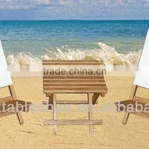 Outdoor Furniture Wooden Beach Table and Chair thumbnail-1