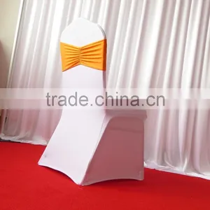 Orange Spandex Lycra Ruffle Chair Band thumbnail-2