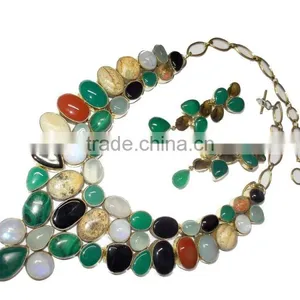 Multi-coloured Druzy Latest Design Stone Necklace, Semi Precious Stone Jewelry thumbnail-1