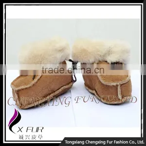 CX-SHOES-05B Genuine Sheared Sheep Skin Casual Baby Leather Shoes thumbnail-3