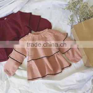 1-4 Years 2017 Wholesale Autumn Cotton Full Sleeves Wave Kids Girls Blouses thumbnail-4