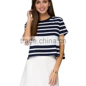 Crop Custom Slim Fit Tee Printed White Line thumbnail-1