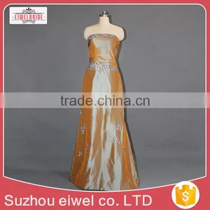 Orange Taffeta Strapless Long Evening Dress 2017 thumbnail-1