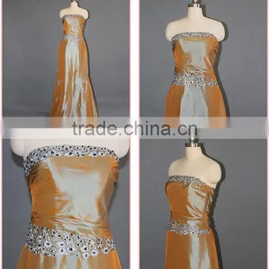Orange Taffeta Strapless Long Evening Dress 2017 thumbnail-6