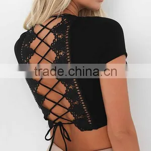 Runwaylover 117 Sexy Deep V-Neck Ladies 2017 Fashion Hollow Out Crop Tops thumbnail-2