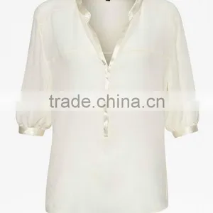Ladies Three Quarter Sleeve Half Placket Shirt thumbnail-1