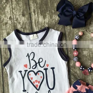New Arrival Summer Baby Girls Clothes You Betiful Heart Cotton Floral Ruffles Boutique Short Kids Sleeveless Match Accessories thumbnail-3