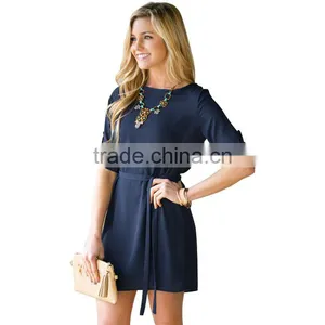 Women Clothes Fall Fashion 3/4 Sleeve Casual Party Clothes Slim Waist Ladies Dress For Wholesale 2017 thumbnail-1