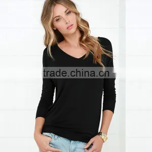Ms 2015 Europe and the United States Sports Leisure Long-sleeved T-shirt V-neck Backless Sexy, Render Unlined Upper Garment thumbnail-2