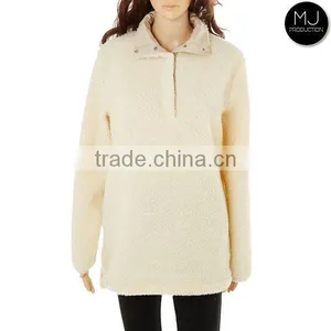 Factory Winter Cozy Women Blank Sherpa Fleece Pullover thumbnail-4