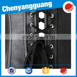 Accept OEM Faux Black Leather Corsets,plus Size Leather Corsets thumbnail-4