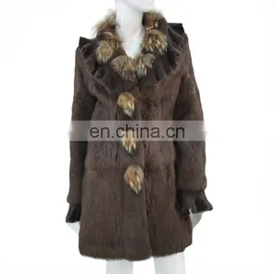 New Fashion Style Real Rabbit Fur Korean Coats for Women Winter thumbnail-1