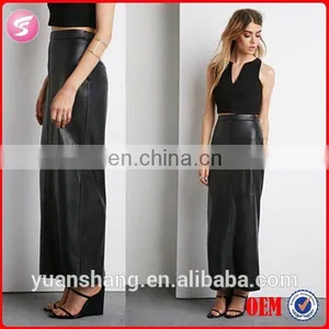 2015 New Design Fashion Women Leather Long Maxi Skirt thumbnail-1