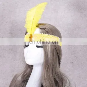 Ostrich Feather Headdress Feathers With Sequins Indian Head Band thumbnail-2