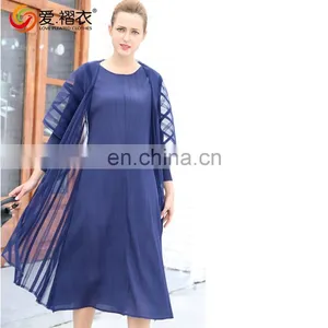 Mature Ladies Pleated Clothes Elegant Coat Style Dress thumbnail-2