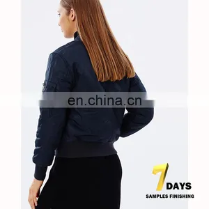 China Manufacturer Sports New Women Black Bomber Jacket Wholesale thumbnail-4