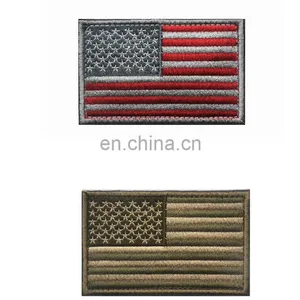 USA National Flag Embroidery Badge /Wholesale Country Merrow Stitch Hig Embroidery Patch Velcr on Backing for Clothes, Hat Bag, thumbnail-4
