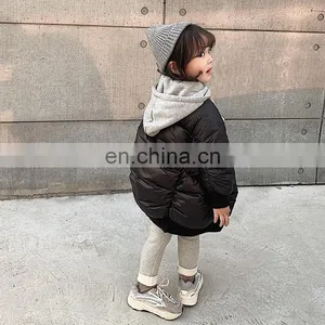 3423/ Best Selling Patchwork Windproof Jacket Long Coat for Kids Hooded High Quality Black Girl Jacket thumbnail-6