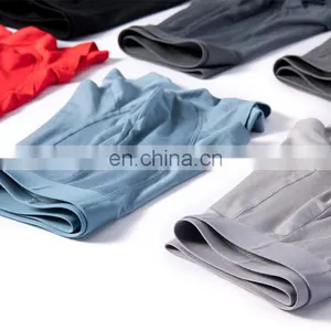 Comfort No Ride-up Modal Spandex Mid-waist Men's Underwear Boxer Briefs Breathable Seamless Underwear Men thumbnail-1