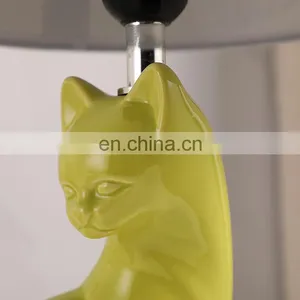 European Modern Animal Yellow Cute Cat Shape Ceramic Bedroom Desk Lights for Home Hotel thumbnail-3