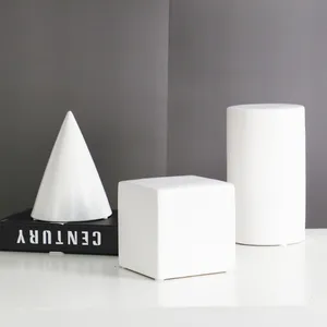 Cube Cylinder Sphere Triangle Matte Geometric Ceramic Ornaments White Black Abstract Art thumbnail-3