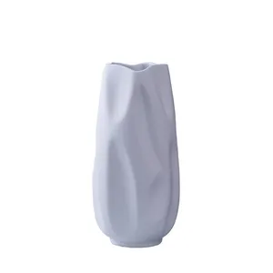 Dry Flower Water Wave Special Shape Custom White Large Ceramic Vase Decoration For Living Room thumbnail-5