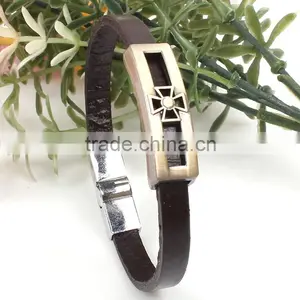 Zinc Alloy High Quality Bronze Cross Pendant Cheap Leather Bracelet thumbnail-1