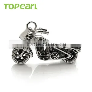 Ghost Rider Skull Motorcycle Biker Pendant Stainless Steel Vintage Black MEP724 thumbnail-1