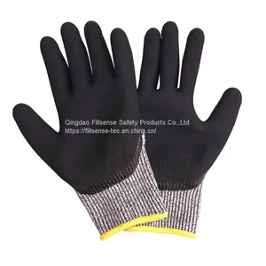 Anti Cut Level 5/C 13 Gauge UHMWPE(HPPE) Liner Nitrile Sandy Coated Cut Resistant Gloves thumbnail-3