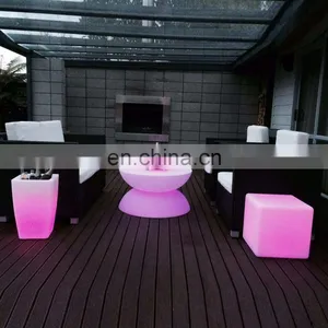 Luminous Square Stand High Led Cocktail Table Led Chairs and Bar Tables Furniture Plastic Kitchen Counter Height Bar Tables Led thumbnail-3
