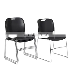 Black Ultra-Compact Plastic Stack Chair (4-Pack) Office Chair thumbnail-4