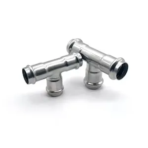 Stainless Steel Double Compression Equal Tee for Water Pipe thumbnail-1