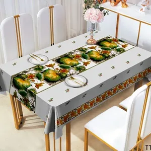 Lovely Pumpkin Pattern PVC Tablecloth, Waterproof, Oil-proof, Easy to Clean, Perfect for Home Dining and Festive Decoration thumbnail-3