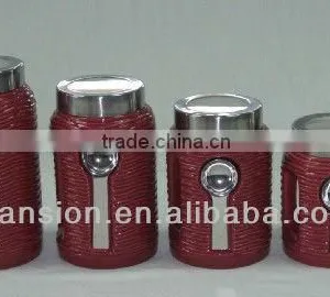 Decorative Kitchen Canisters Ceramic Jars With Spoon thumbnail-1