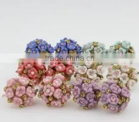 Fashion Beautiful Colorful Ball Stud Earrings Latest Style Flower Earrings For Girls thumbnail-2